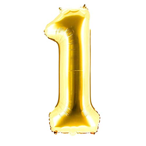 Party Factory XXL Folienballon Zahl 1, Luftballon 100cm, gold, Geburtstag, Abi, Jubiläum, Party Ballon, Heliumballon, Deko von Party Factory