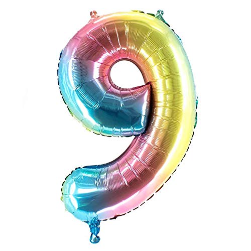 Party Factory XXL Folienballon Zahl 9, Luftballon 100cm, multicolor, Geburtstag, Abi, Jubiläum, Party Ballon, Heliumballon, Deko von Party Factory
