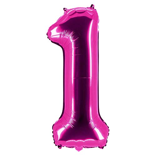 Party Factory XXL Folienballon Zahl 1, Luftballon 100cm, pink, Geburtstag, Abi, Jubiläum, Party Ballon, Heliumballon, Deko von Party Factory