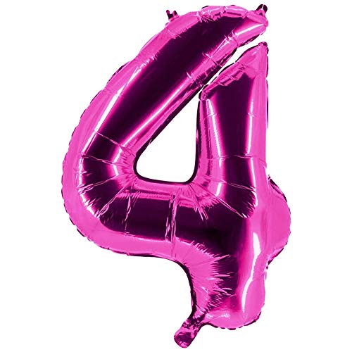 Party Factory XXL Folienballon Zahl 4, Luftballon 100cm, pink, Geburtstag, Abi, Jubiläum, Party Ballon, Heliumballon, Deko von Party Factory