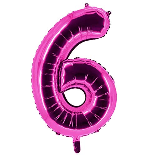 Party Factory XXL Folienballon Zahl 6, Luftballon 100cm, pink, Geburtstag, Abi, Jubiläum, Party Ballon, Heliumballon, Deko von Party Factory