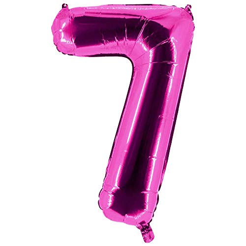Party Factory XXL Folienballon Zahl 7, Luftballon 100cm, pink, Geburtstag, Abi, Jubiläum, Party Ballon, Heliumballon, Deko von Party Factory