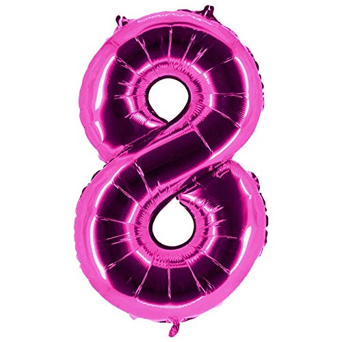 Party Factory XXL Folienballon Zahl 8, Luftballon 100cm, pink, Geburtstag, Abi, Jubiläum, Party Ballon, Heliumballon, Deko von Party Factory