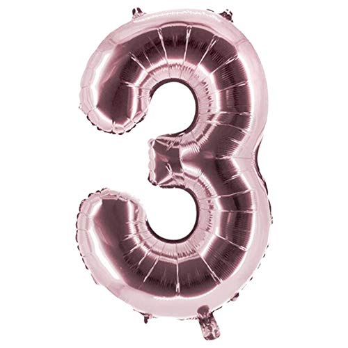Party Factory XXL Folienballon Zahl 3, Luftballon 100cm, rosé, Geburtstag, Abi, Jubiläum, Party Ballon, Heliumballon, Deko von Party Factory