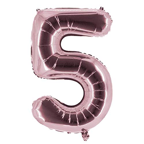 Party Factory XXL Folienballon Zahl 5, Luftballon 100cm, rosé, Geburtstag, Abi, Jubiläum, Party Ballon, Heliumballon, Deko von Party Factory