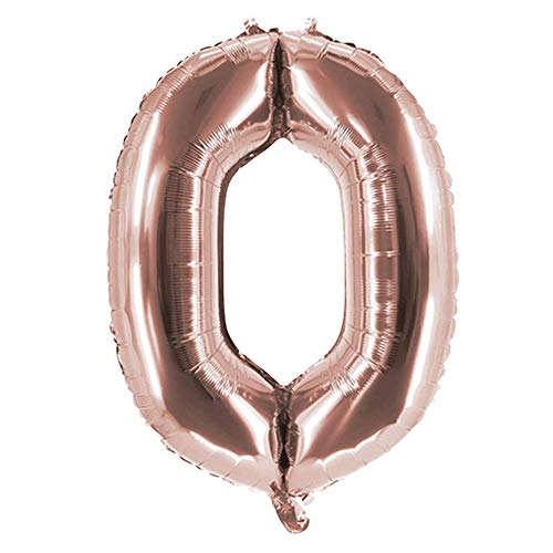 Party Factory XXL Folienballon Zahl 0, Luftballon 100cm, Rosegold, Geburtstag, Abi, Jubiläum, Party Ballon, Heliumballon, Deko von Party Factory
