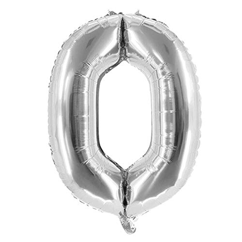 Party Factory XXL Folienballon Zahl 0, Luftballon 100cm, Silber, Geburtstag, Abi, Jubiläum, Party Ballon, Heliumballon, Deko von Party Factory