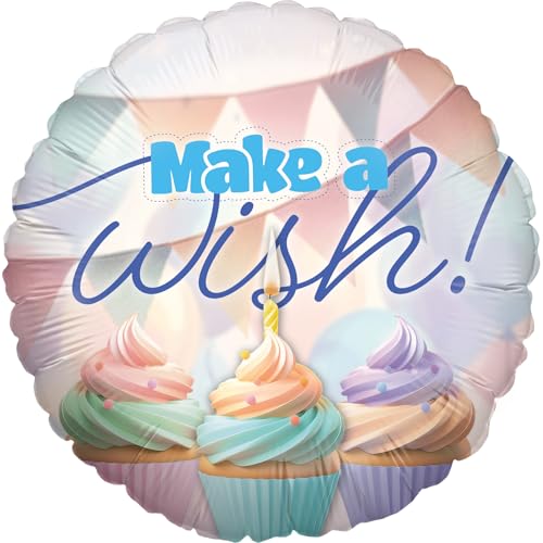 Party Factory Happy Birthday Folienballon Geburtstag 45 cm, Make a Wish, Rund, Pastell, Ballon Helium geeignet, Geburtstagsdeko, Luftballon für Geburtstagsparty Party Factory Happy Birthday Folienballon Geburtstag 45 cm, Make a Wish, Rund, Pastell, Ballon Helium geeignet, Geburtstagsdeko, Luftballon für Geburtstagsparty von Party Factory
