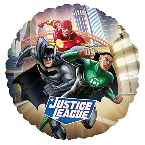 Party Factory `Justice League´ Folienballon The Flash, Batman und Green Lantern, Ø45cm, bunt, Heliumballon zum Geburtstag von Party Factory