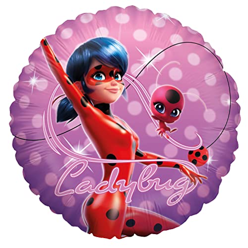 Party Factory `Miraculous´ Folienballon, Ø45cm, lila, Ladybug, Superhelden Heliumballon zum Geburtstag von Party Factory