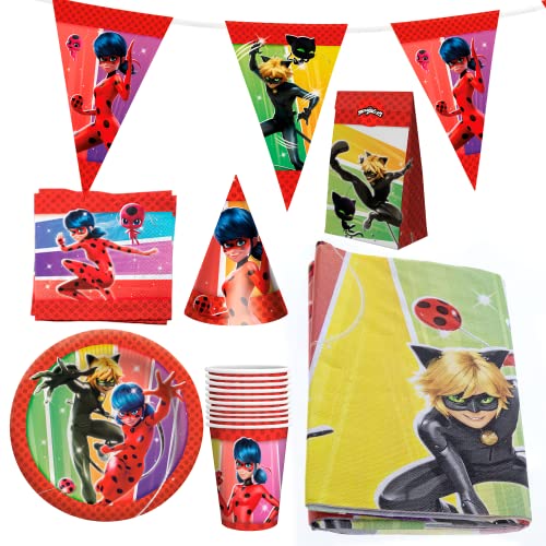 Party Factory `Miraculous´ XXL-Set, 10 Becher, 10 Teller, 20 Servietten, 1 Tischdecke, 1 Wimpelkette, 10 Partyhüte und 10 Partytüten Party Factory `Miraculous´ XXL-Set, 10 Becher, 10 Teller, 20 Servietten, 1 Tischdecke, 1 Wimpelkette, 10 Partyhüte und 10 Partytüten von Party Factory