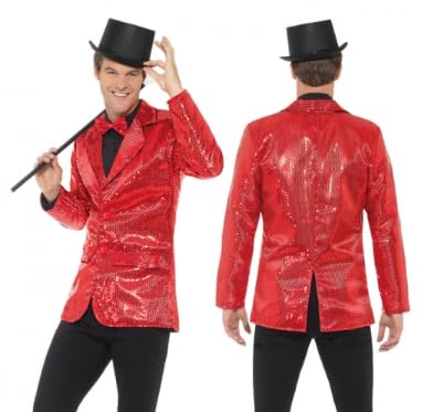 Party Factory Pailetten Frack für Herren, in Rot, Größe L, Pailettenfrack für Party, Shows oder Karneval, Glamouröses Party-Outfit für besondere Anlässe Party Factory Pailetten Frack für Herren, in Rot, Größe L, Pailettenfrack für Party, Shows oder Karneval, Glamouröses Party-Outfit für besondere Anlässe von Party Factory