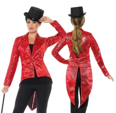 Party Factory Pailletten Frack für Damen, in Rot, Größe XL, Paillettenfrack für Party, Shows oder Karneval, Glamouröses Party-Outfit für besondere Anlässe von Party Factory