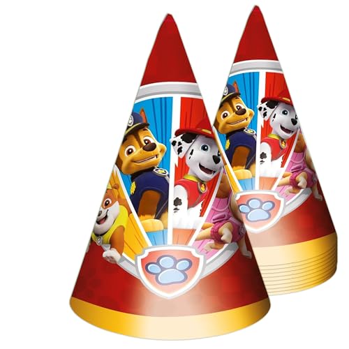Party Factory `Paw Patrol´ 10 Partyhütchen, ca. 10x16cm, bunt, Partyhüte aus Pappe für Kindergeburtstag oder Mottoparty von Party Factory