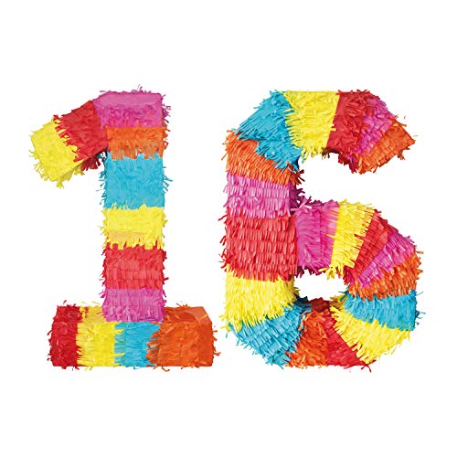 Party Factory Pinata Zahl 16. Geburtstag Junge/Mädchen zum befüllen, 50 x 35 x 8cm, Geburtstagsdeko, bunt Party Factory Pinata Zahl 16. Geburtstag Junge/Mädchen zum befüllen, 50 x 35 x 8cm, Geburtstagsdeko, bunt von Party Factory