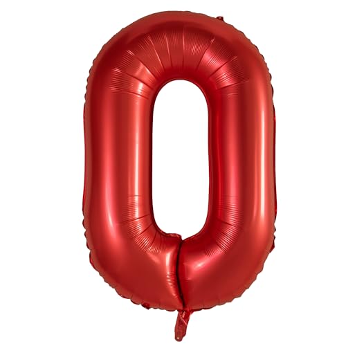Party Factory XXL Folienballon Zahl 0, Luftballon 102 cm, rot, Geburtstag, Abi, Jubiläum, Party Ballon, Heliumballon, Deko von Party Factory