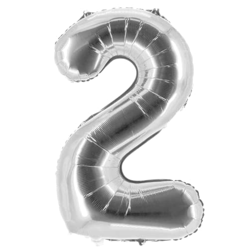 Party Factory XXL Folienballon Zahl 2, Luftballon 100cm, Silber, Geburtstag, Abi, Jubiläum, Party Ballon, Heliumballon, Deko Party Factory XXL Folienballon Zahl 2, Luftballon 100cm, Silber, Geburtstag, Abi, Jubiläum, Party Ballon, Heliumballon, Deko von Party Factory