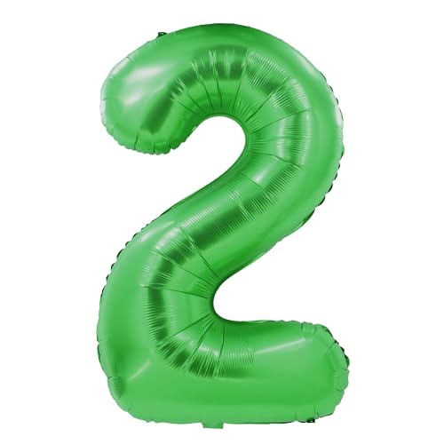 Party Factory XXL Folienballon Zahl 2, Luftballon 102 cm, grün, Geburtstag, Abi, Jubiläum, Party Ballon, Heliumballon, Deko von Party Factory