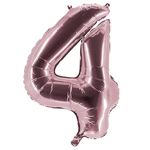 Party Factory XXL Folienballon Zahl 4, Luftballon 100cm, rosa, Geburtstag, Abi, Jubiläum, Party Ballon, Heliumballon, Deko von Party Factory