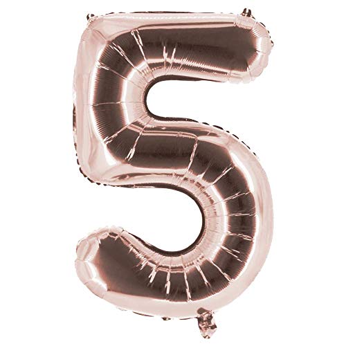 Party Factory XXL Folienballon Zahl 5, Luftballon 100cm, Rosegold, Geburtstag, Abi, Jubiläum, Party Ballon, Heliumballon, Deko Party Factory XXL Folienballon Zahl 5, Luftballon 100cm, Rosegold, Geburtstag, Abi, Jubiläum, Party Ballon, Heliumballon, Deko von Party Factory