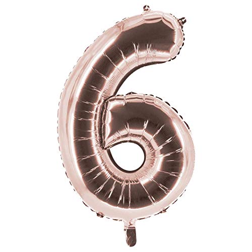 Party Factory XXL Folienballon Zahl 6, Luftballon 100cm, Rosegold, Geburtstag, Abi, Jubiläum, Party Ballon, Heliumballon, Deko Party Factory XXL Folienballon Zahl 6, Luftballon 100cm, Rosegold, Geburtstag, Abi, Jubiläum, Party Ballon, Heliumballon, Deko von Party Factory