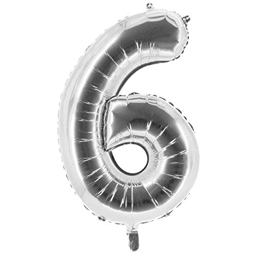Party Factory XXL Folienballon Zahl 6, Luftballon 100cm, Silber, Geburtstag, Abi, Jubiläum, Party Ballon, Heliumballon, Deko Party Factory XXL Folienballon Zahl 6, Luftballon 100cm, Silber, Geburtstag, Abi, Jubiläum, Party Ballon, Heliumballon, Deko von Party Factory