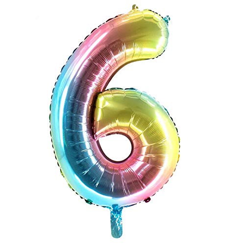 Party Factory XXL Folienballon Zahl 6, Luftballon 100cm, multicolor, Geburtstag, Abi, Jubiläum, Party Ballon, Heliumballon, Deko Party Factory XXL Folienballon Zahl 6, Luftballon 100cm, multicolor, Geburtstag, Abi, Jubiläum, Party Ballon, Heliumballon, Deko von Party Factory