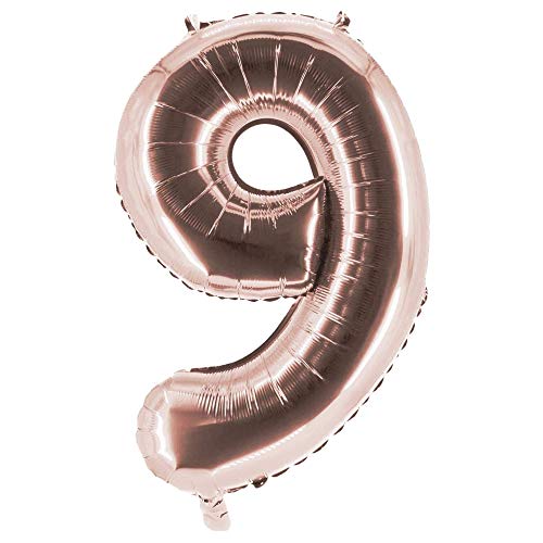 Party Factory XXL Folienballon Zahl 9, Luftballon 100cm, Rosegold, Geburtstag, Abi, Jubiläum, Party Ballon, Heliumballon, Deko von Party Factory