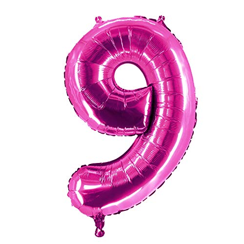 Party Factory XXL Folienballon Zahl 9, Luftballon 100cm, pink, Geburtstag, Abi, Jubiläum, Party Ballon, Heliumballon, Deko von Party Factory
