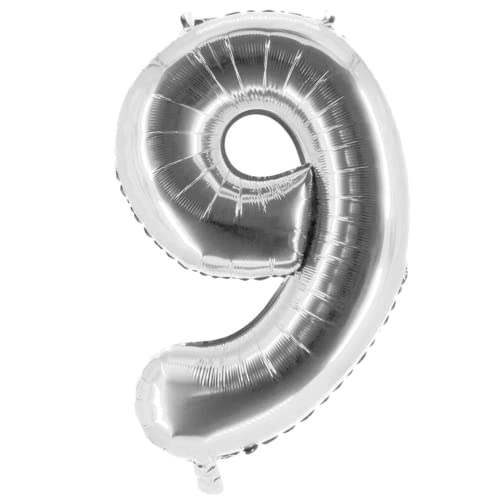 Party Factory XXL Folienballon Zahl 9, Luftballon 100cm, silber, Geburtstag, Abi, Jubiläum, Party Ballon, Heliumballon, Deko Party Factory XXL Folienballon Zahl 9, Luftballon 100cm, silber, Geburtstag, Abi, Jubiläum, Party Ballon, Heliumballon, Deko von Party Factory