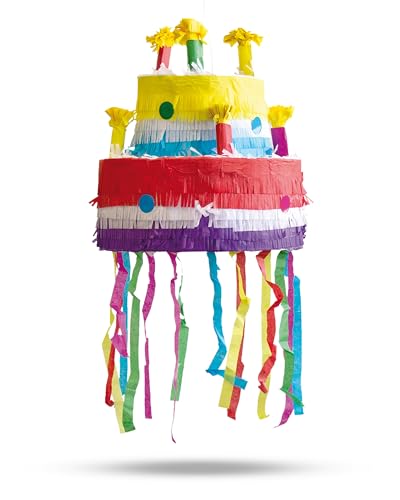 Pinata Torte Bunt Kinder Geburtstag Schlag-Pinata 29x29x31 cm Dekoration Geburtstagsdeko von Party Factory