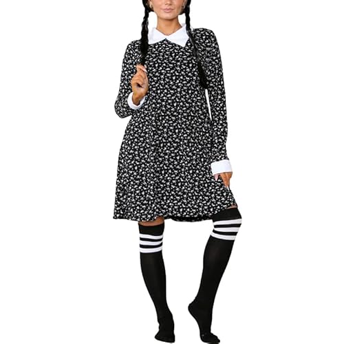 Party HuB Kostüm für Erwachsene, Gothic, Schulmädchen, Halloween, Swingkleid, Outfit, gruseliges Cosplay, Rollenspiel von Party HuB