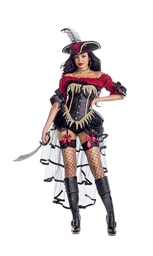 Party King Piratenkostüm für Damen und Erwachsene, sieben Meere, Rot/Ausflug, einfarbig (Getaway Solids), XL von Party King