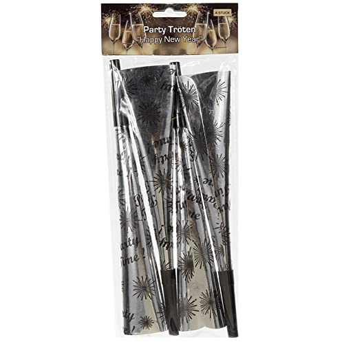 4 Stück Party Tröte Happy New Year 25cm lang in Silber perfektes Gatget für die Silvesternacht Party Lufttröte Silvester Hochzeit 4 Stück Party Tröte Happy New Year 25cm lang in Silber perfektes Gatget für die Silvesternacht Party Lufttröte Silvester Hochzeit von Party Nation