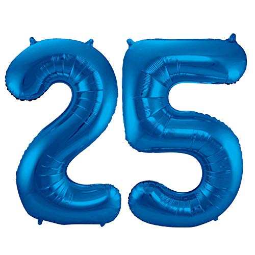 Folienballon 86 cm Blau Zahlenballon, Luftballon, Geburtstag, Zahl für Helium und Luftfüllung geeignet (25) von Party Nation