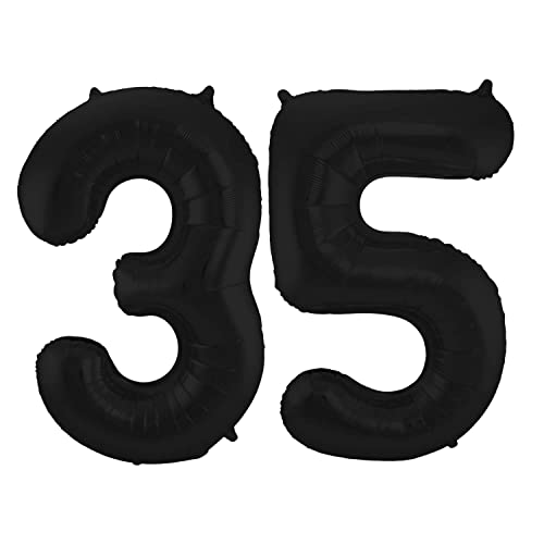 Folienballon 86 cm Zahlenballon, Luftballon, Geburtstag, Zahl für Helium und Luftfüllung geeignet Happy Birthday (Schwarz, 35) von Party Nation