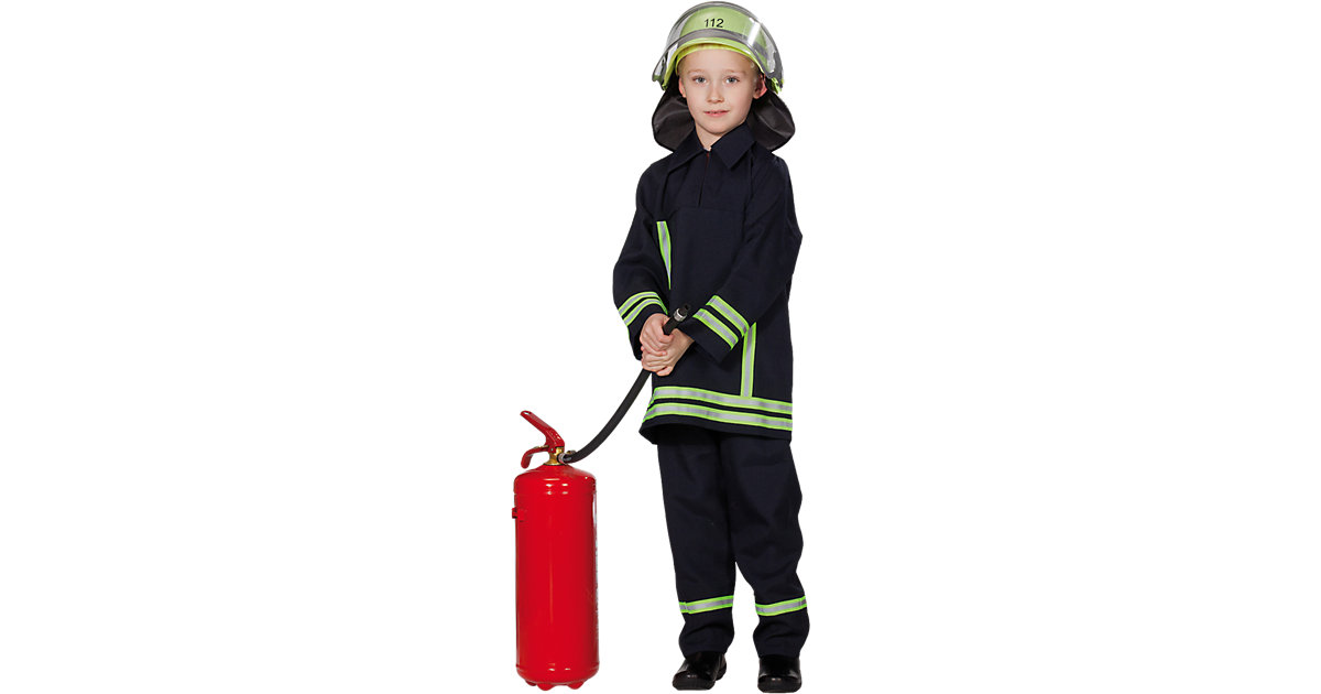 Kostüm Feuerwehrmann 2tlg. schwarz Gr. 152 Jungen Kinder von Party X People