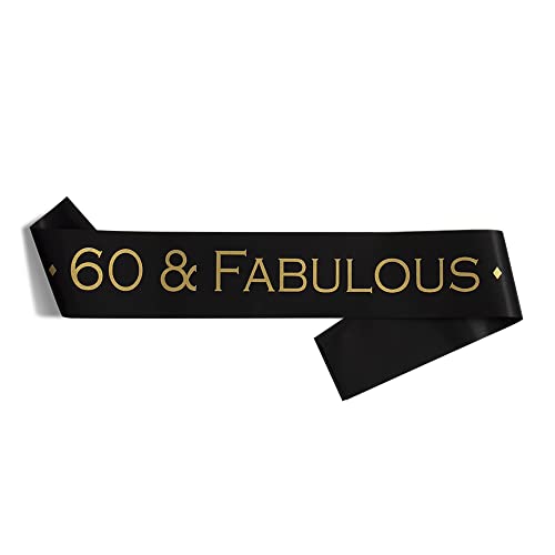 Party to Be 60 & Fabulous Birthday Schärpe Happy 60th Birthday Party Dekoration Party Favors for Men and Women Black von Party to Be