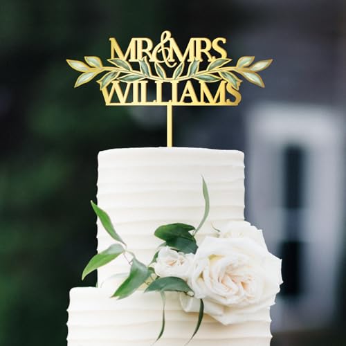 Party to Be Mr & Mrs Customized Hochzeit Cake Topper in Holz oder Acryl Personalisiert Braut und Bräutigam mit dem Nachnamen UV-gedruckten grünen Blättern Kuchen Dekoration Party to Be Mr & Mrs Customized Hochzeit Cake Topper in Holz oder Acryl Personalisiert Braut und Bräutigam mit dem Nachnamen UV-gedruckten grünen Blättern Kuchen Dekoration von Party to Be