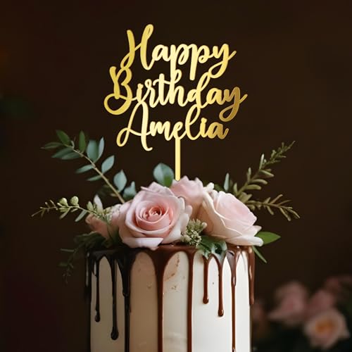 Party to Be Personalisiert Birthday Cake Topper in Acryl Personalisierbarer Geburtstags Cake Topper mit Wunschnamen Happy Birthday Tortendeko (Attena) von Party to Be