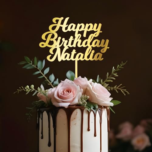 Party to Be Personalisiert Birthday Cake Topper in Acryl Personalisierbarer Geburtstags Cake Topper mit Wunschnamen Happy Birthday Tortendeko (Milkshake) von Party to Be