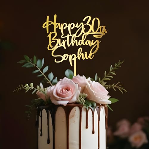 Party to Be Personalisiert Birthday Cake Topper in Acryl Personalisierbarer Geburtstags Cake Topper mit Wunschnamen Happy Birthday Tortendeko (Paulette) von Party to Be