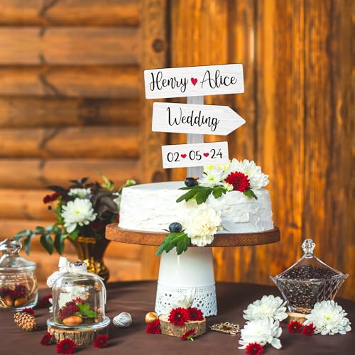 Party to Be Rustikale Holz Hochzeit Cake Topper Personalisiert Hochzeitstorte Deko Custom Braut und Bräutigam Tortenstecker mit Namen (Birke Weiß) von Party to Be