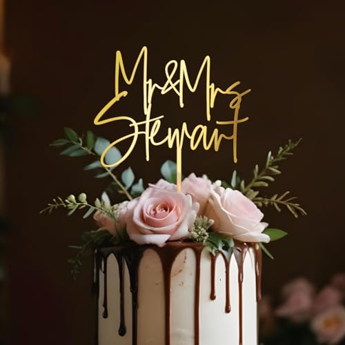 Party to Be Mr und Mrs Cake Topper Hochzeit Deko Personalisiert Hochzeitstorte Topper mit Namen Tortenstecker Dekoration aus Acryl(Design 02) Party to Be Mr und Mrs Cake Topper Hochzeit Deko Personalisiert Hochzeitstorte Topper mit Namen Tortenstecker Dekoration aus Acryl(Design 02) von Party to Be
