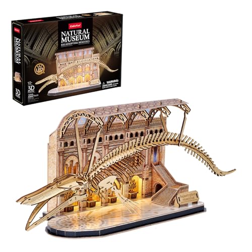 3D Holzpuzzle Blauwal Led Museum | 3D Puzzle Kinder | 3D Holzpuzzle Erwachsene Und Für Kinder Dinosaurierskelett Mit Led | 3D Puzzle Holzdekorativer Bausatz Mit 222 Teilen | Größe XL von Party town