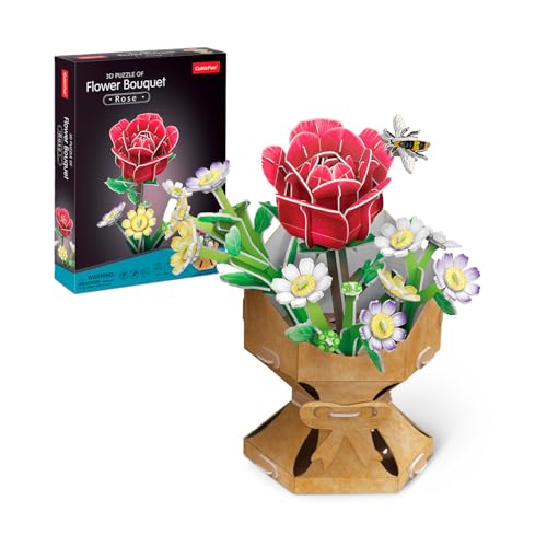 3D Puzzle Blumen DIY Rot | Blumenstrauß | Blumen Basteln | 120 Stück | 3D Puzzle Erwachsene Und Kinder Ohne Schere Oder Kleber | Valentinstag, Geburtstag Oder Weihnachten Geschenk von Party town
