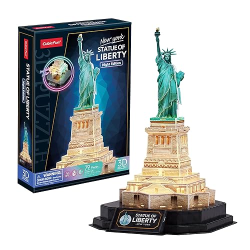 Freiheitsstatue Led - 3D Puzzle | 3D Puzzle Kinder Ab 8 | 3D Puzzle Kinder Und 3D Puzzle Erwachsene | Geschenk Für Kinder | Modellbausatz Erwachsene | 79 Teilen von Party town