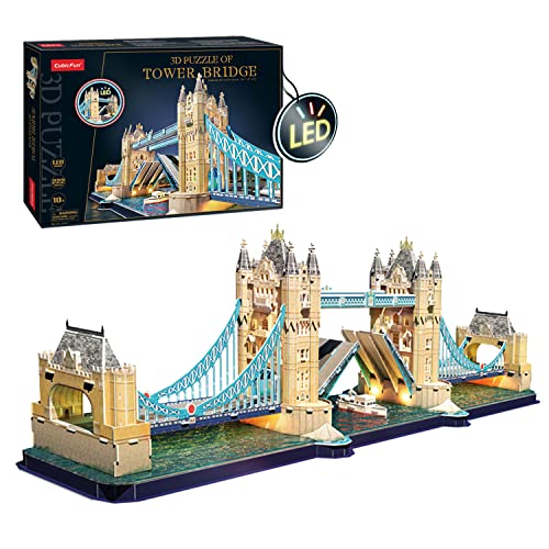 3D Puzzle - Tower of London Bridge Led | 3D Puzzle Kinder Und 3D Puzzle Erwachsene | Modellbausatz Erwachsene | Geschenk Für Kinder | 3D Puzzle Kinder Ab 8 | 222 Teilen von Party town