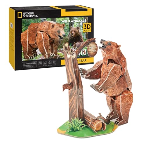 National Geograpgic - Braunbär | 3D Puzzle | Spielzeug Ab 8 Jahre Jungen | 3D Puzzle Kinder | 3D Puzzles | Geschenk Junge 8 Jahre | 88 Teilen von Party town