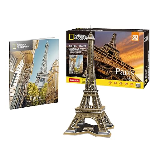 National Geographic - 3D Puzzle Paris | 3D Puzzle Kinder Ab 8 | 3D Puzzle Kinder Und 3D Puzzle Erwachsene | Geschenk Für Kinder | Modellbausatz Erwachsene | 80 Teilen von Party town